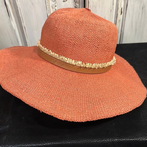 Stylish Dusty Orange Straw Sun Hat - Picture 2 of 7